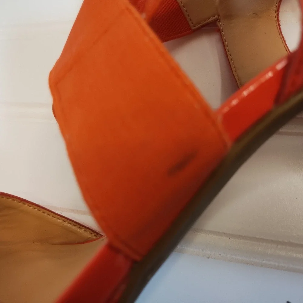 Liz Claiborne Coral Orange Open‎ Toe Platform Stiletto Sandals Womens 8M Strappy